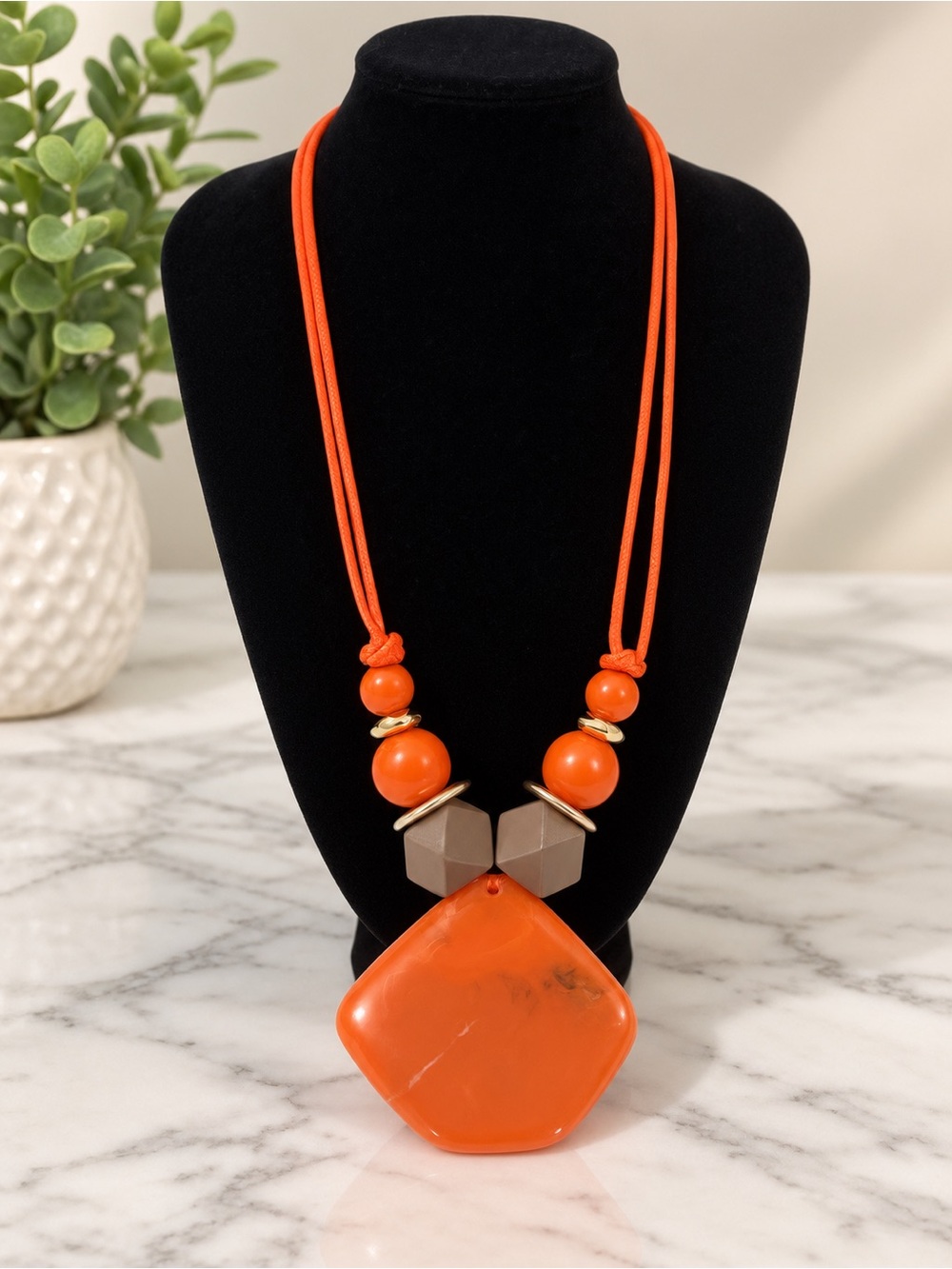 Bold Orange Statement Necklace - Women Jewelry